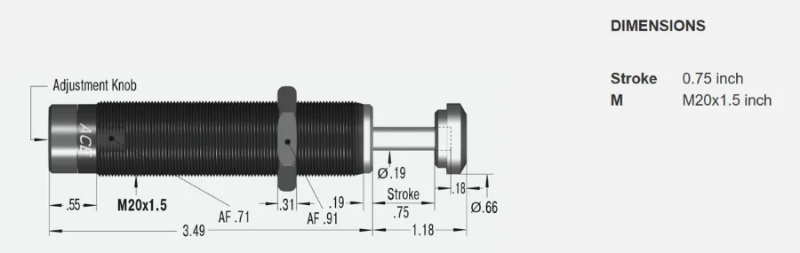 Shock Absorbers Industriales de la serie MA3325